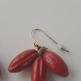 Vintage Boutique Dark Red Wooden Trio Earrings