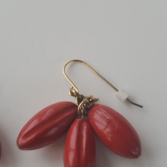 Vintage Boutique Dark Red Wooden Trio Earrings