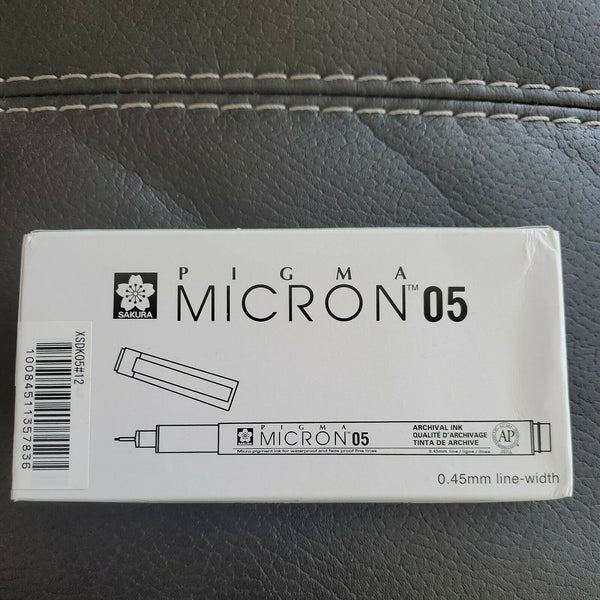 NWT Sakura Pigma Micron 05 Archival Ink .45 mm Line Width 12 Piece Pack Brown No 12