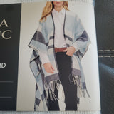 NWT Banana Republic Women's Cashmere Blend Blanket Wrap Fringe Blue White $119