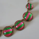 Candies Green and Pink Embellished Gold Tone Fashion Necklace