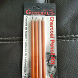 General's Charcoal Drawing Set, White/Black, Set of 4 Pencils and 1 Eraser NWT