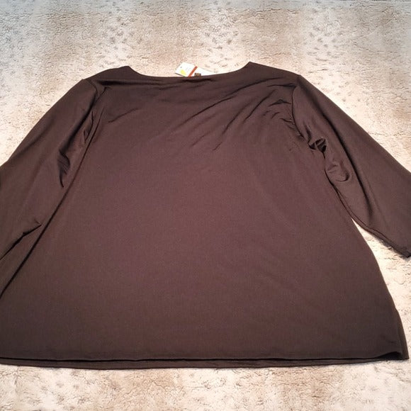 NWT Steve Edwards Simple Stretchy Black 3/4 Sleeve Top Size 2XL