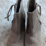 Toms Size 9 Suede Wedge Ankle Booties Womens Desert Tan Brown Shoes Leather