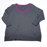 GAP Grey and Purple Simple 3/4 Sleeve Lightweight VNeck Sweater Size M