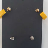 Boutique Vintage Retro 2 Pair Earring Set Gold Hoops and White Buttons