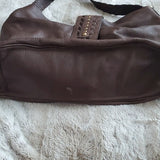 Ann Taylor LOFT Brown Leather Slouchy Hobo Tote w Flip Top Closure Purse Bag