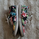 Vans Sneakers Shoes Hawaiian Tropical Black Floral Print Women Size 7.5 Lace Up