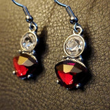 Boutique Fashion Dangle Red Accent and Silver Tone Earrings