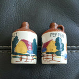 Vintage Ceramic Salt Pepper Shakers Moonshine Jug Chicken house Country Japanese