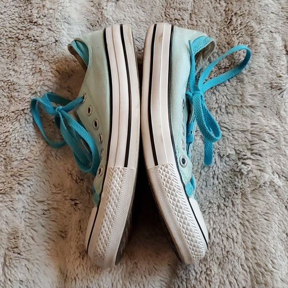 Converse All Star Sea Foam Green and White Tied Rubber Toe Fashion Sneakers Sz 7