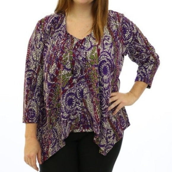 NWT Alia USA Purple Layered Top and Cardigan Set