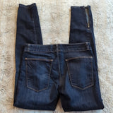 Current Elliott Dark Wash Lower Rise Skinny Blue Jean Zippered Ankles Size 0