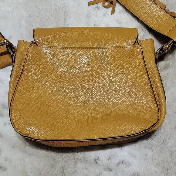 Vince Camuto Caramel Tal Crossbody Leather Saddle Purse w Horseshoe Hardware