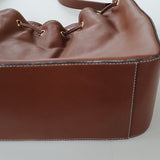 Talbots Brown Leather Simple Shoulder Bag With Top Cincher