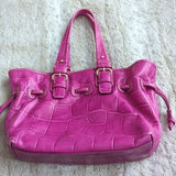 Dooney & Bourke Pink Leather Croco Embossed Leather Satchel Purse Shoulder Bag