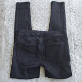 American Eagle Black Distressed Super Stretch  Mid Rise Jegging Size 4