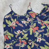 Polo Ralph Lauren Navy Strappy Jumpsuit Polynesian Botanical Print Size S