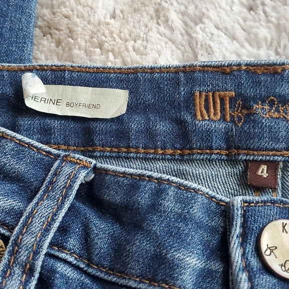 Kut From The Kloth Distressed Medium Wash Catherine Boyfriend Blue Jeans Size 4