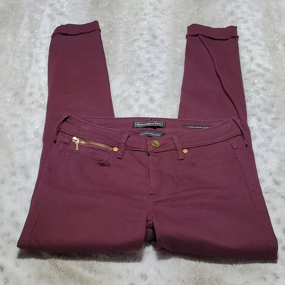 Abercrombie & Fitch Signature Cotton Maroon Super Skinny Jean Size 25