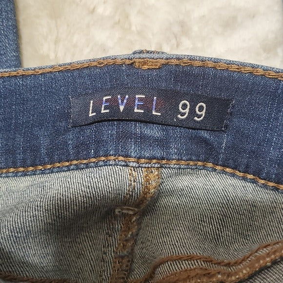 Level 99 Floral Embroidered High Rise Button Fly Straight Leg Jeans Size 31