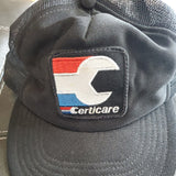 Vintage Pro Fit Trucker CERTICARE Patch Snapback Hat Mesh Cap Automotive Rare US