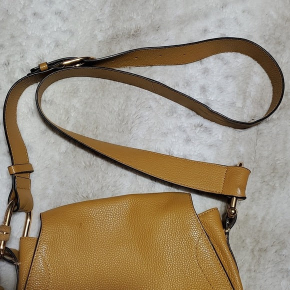 Vince Camuto Caramel Tal Crossbody Leather Saddle Purse w Horseshoe Hardware