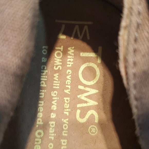 Toms Light Brown Cavas Peep Toe Odenton Wedge Sandals Size 7