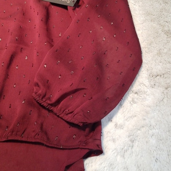 NWT Sweet Rain Maroon Lightweight Lined Blouse Size M