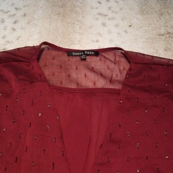 NWT Sweet Rain Maroon Lightweight Lined Blouse Size M