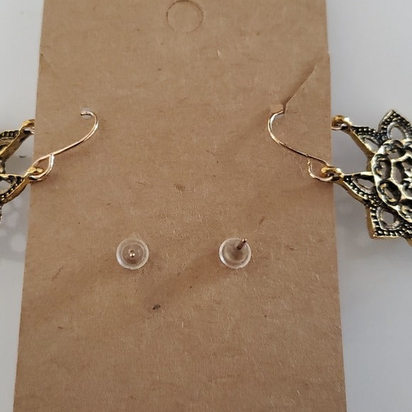 Boutique 2 Pair Gold Tone Dangling Earrings