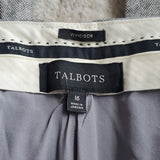 Talbots Italian Grey White Chevron Lined Wool Blend Windsor Fit Trousers Size 16