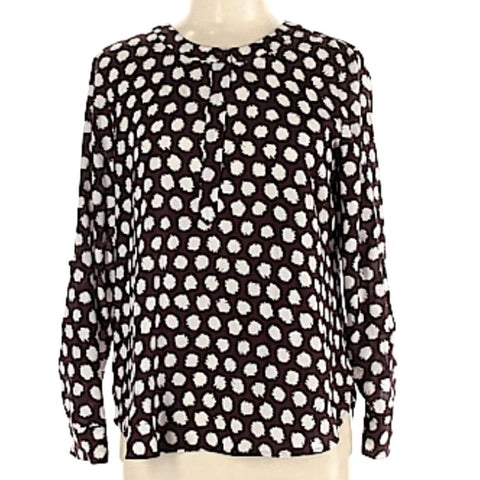 Ann Taylor Geometric Half Button Sleeved Blouse Size M