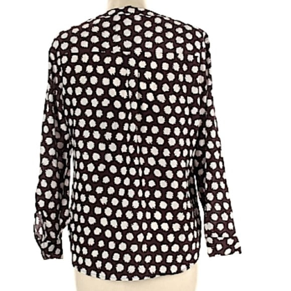 Ann Taylor Geometric Half Button Sleeved Blouse Size M