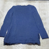 Cabi Blue Relaxed Frayed Edges Clasp Front Cardigan w Pockets Size Medium M