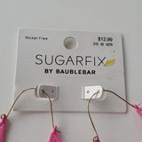 Sugar Fix Large Pink Fanned Embellished Hoop Earrings Nickel Free NWT