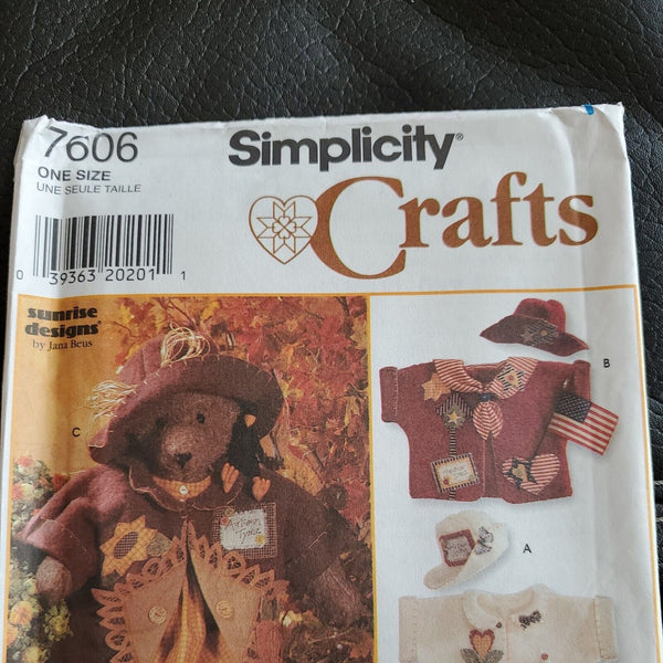 SIMPLICITY Crafts 7606 SEWING PATTERN Uncut  1997 One Size Sunrise Designs