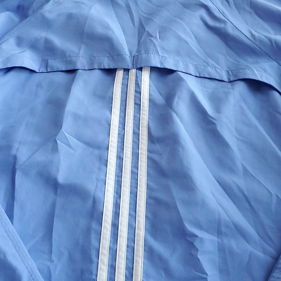 Adidas Baby Blue and White Light Weight Full Zipper Windbreaker Jacket Size L