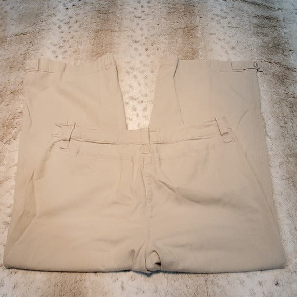 Eileen Fisher Khaki Canvas Blend Cropped Capris Size S