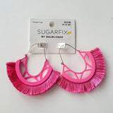 Sugar Fix Large Pink Fanned Embellished Hoop Earrings Nickel Free NWT