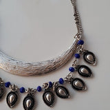 Boutique Silver Tone and Blue Multi Strand Necklace