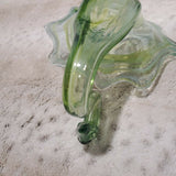 1960's Arklahoma Sooner Art Glass Hand Blown Swan Mint Chocolate Swirl