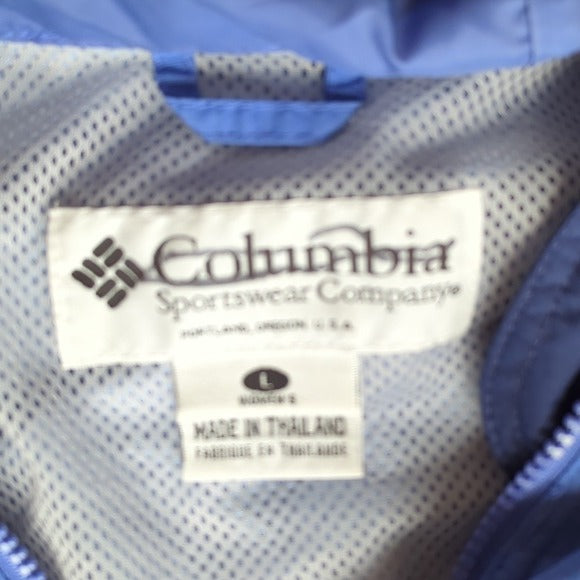 Columbia Blue Purple Long Hooded Thinly Lined Spring Fall Utility Jacket Size L