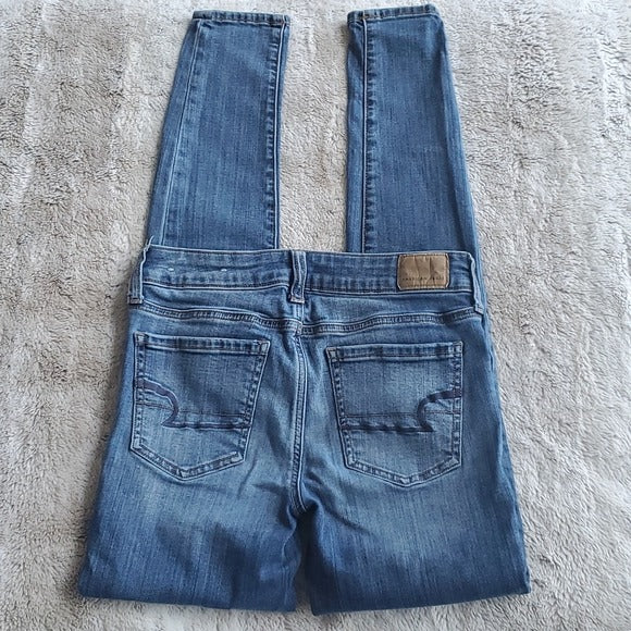 American Eagle Super Stretch Mid Rise Blue Jean Jegging Size 4