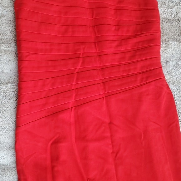 Calvin Klein Very Red Sleeveless Sheath Dress w Tummy Cinching Ruching Size 8