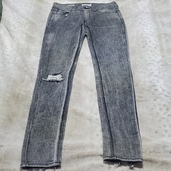 Silence + Noise Dark Grey Distressed High Rise Skinny Twig Jeans Size 25