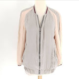 Zara Woman Grey Pink Light Weight Flowey Crinkly Bomber Jacket Size S