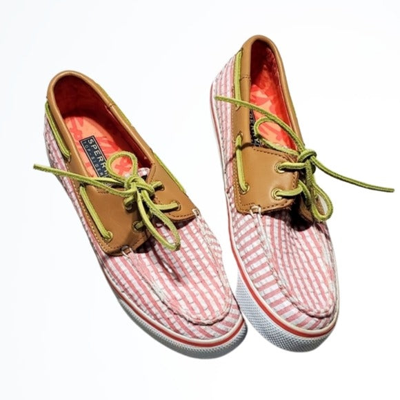 Sperry Top-sider Pink and White Striped Fashion Sneaker Size 6M