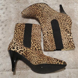 Very Volatile Faux Fur Leather Cheetah Print Pull On Pointed Toe Calf Boots 6.5