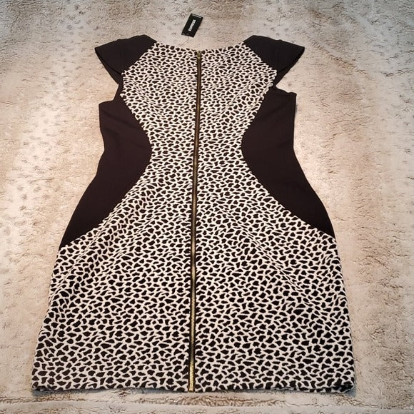 NWT Express Giraffe Print Jacquard Block Sheath Dress Size 6